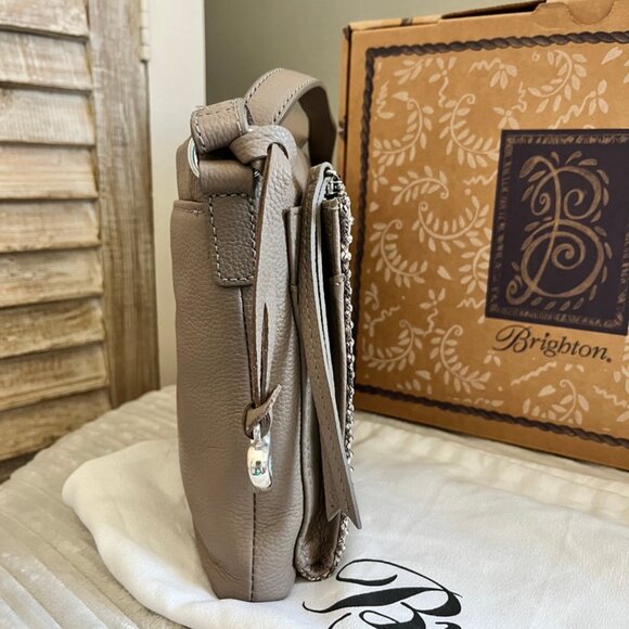 Brighton Pretty Tough Jagger Taupe Python Crossbody Organizer - Picture 7 of 8